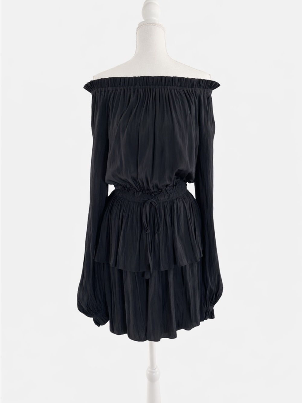Ramy Brook Charrasse Mini Dress NWT Black Off Shoulder Silk Size S $495